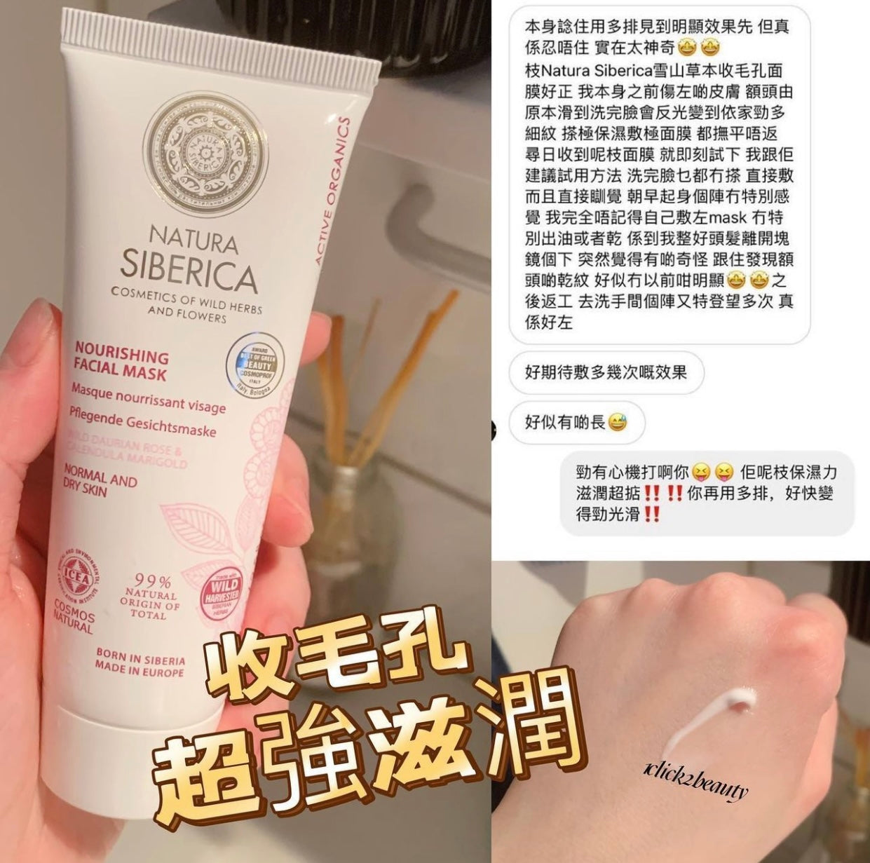 尋求自然與效果並重的面膜?Natura Siberica 雪山草本收毛孔面膜,以西伯利亞珍稀植物為主要成分,深層清潔毛孔,收細毛孔,提升肌膚彈性。