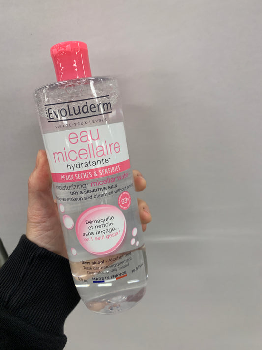 Evoluderm保濕卸妝水 | 法國原裝 | 含甘油+甜沒藥醇 | 敏感肌適用 | 深層保濕不刺激