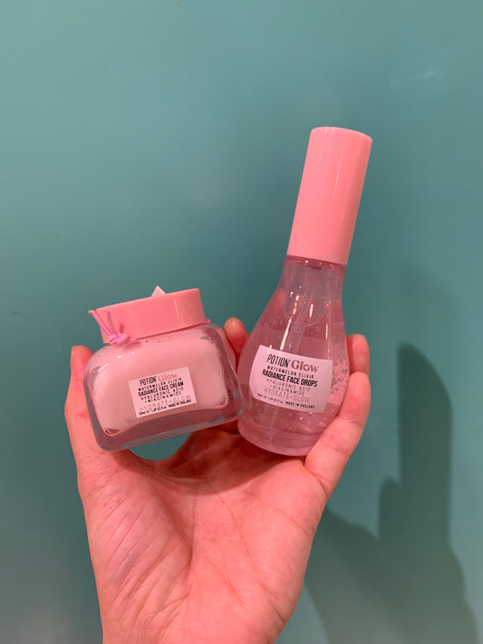 Potion by Glow透光精華液50ml，含5%煙酰胺（Niacinamide）淡化暗沉，玻尿酸鈉（Sodium Hyaluronate）鎖水抗冷氣抽乾。經皮膚科測試適合口罩焗痘肌，滴管設計精準控量