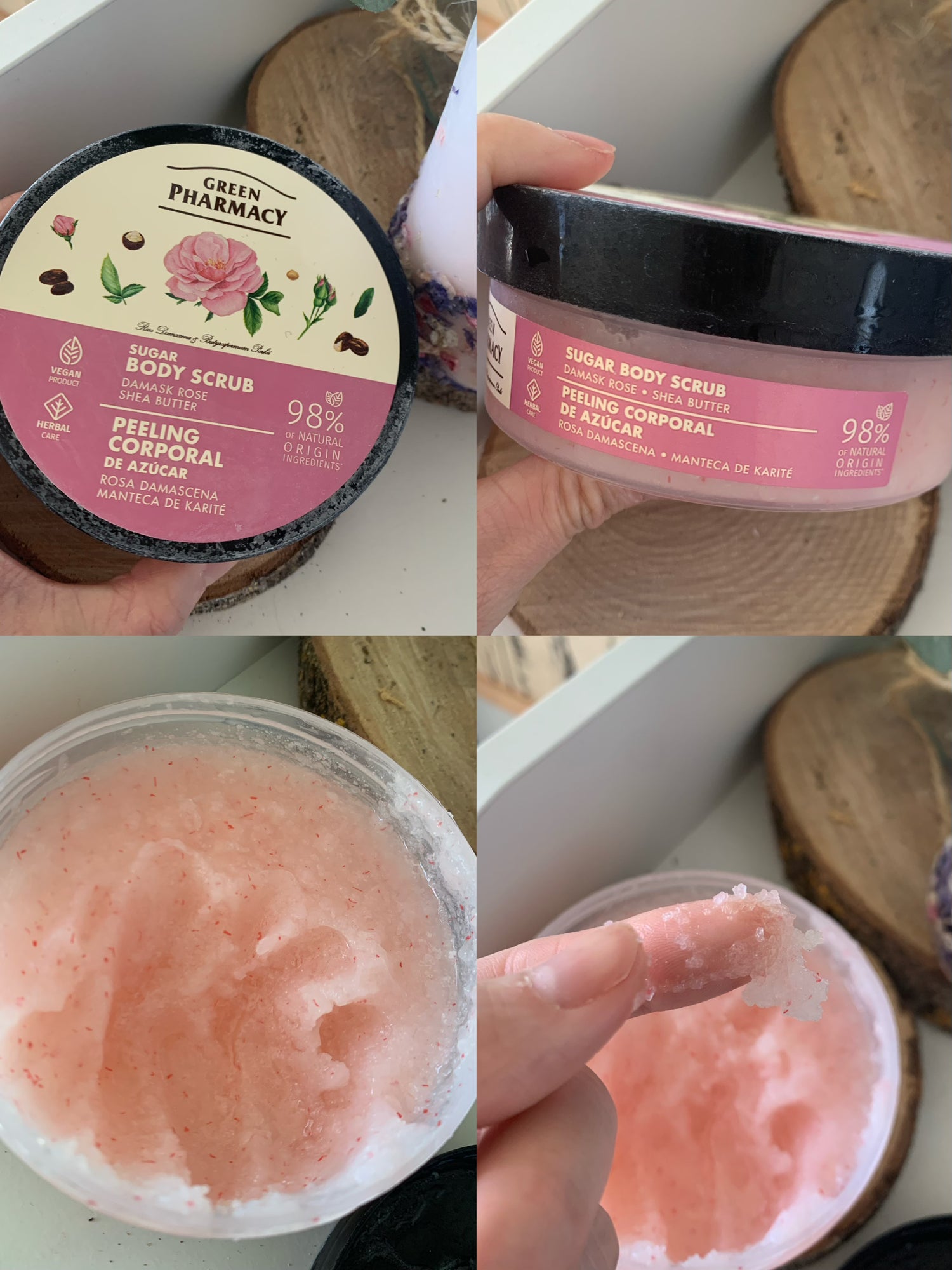 Green Pharmacy Damask Rose & Shea Butter Body Scrub - 用天然玫瑰同乳木果油，輕柔去角質，令皮膚細滑亮白。適合所有皮膚類型，每日使用，享受天然嘅護膚體驗。