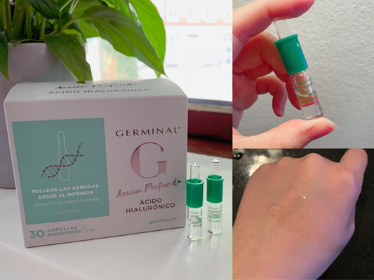 Germinal Hyaluronic Acid 30 Ampoules 蘊含高濃度玻尿酸,能有效鎖住水分,深層補水,改善肌膚乾燥、粗糙、細紋等問題,使肌膚重拾水嫩光澤,煥發年輕活力。